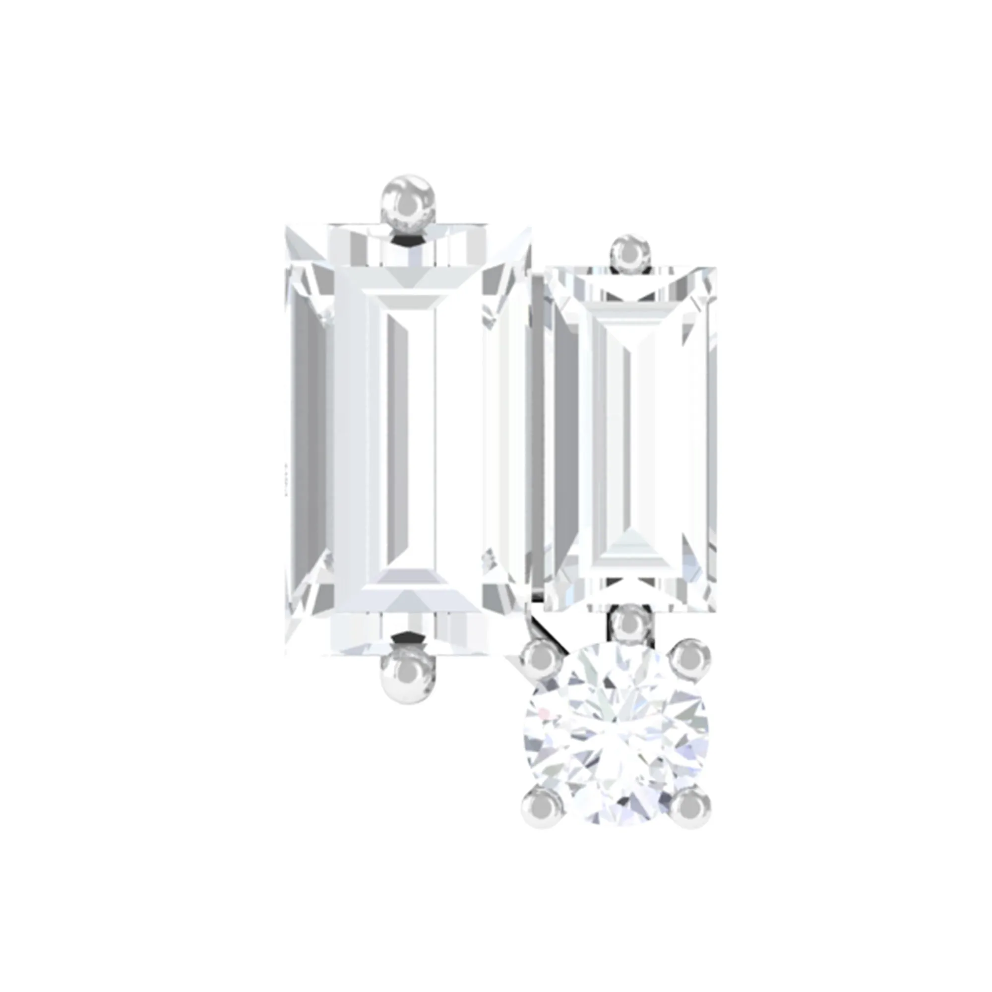 Minimalist Baguette Moissanite Earring for Conch Piercing