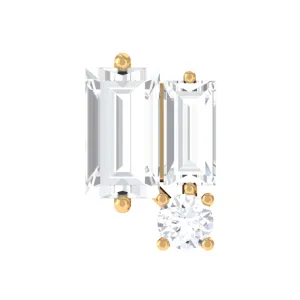 Minimalist Baguette Moissanite Earring for Conch Piercing