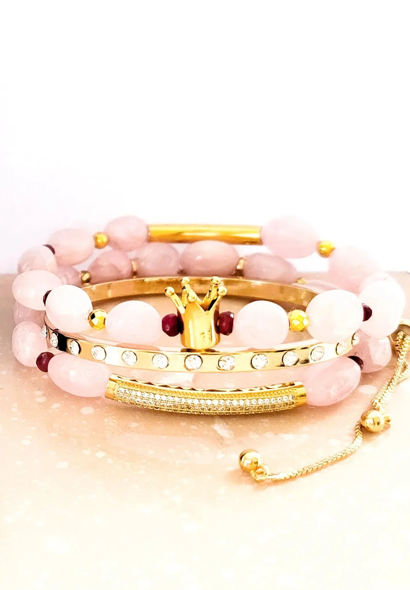 Morganite and Ruby Bracelet set
