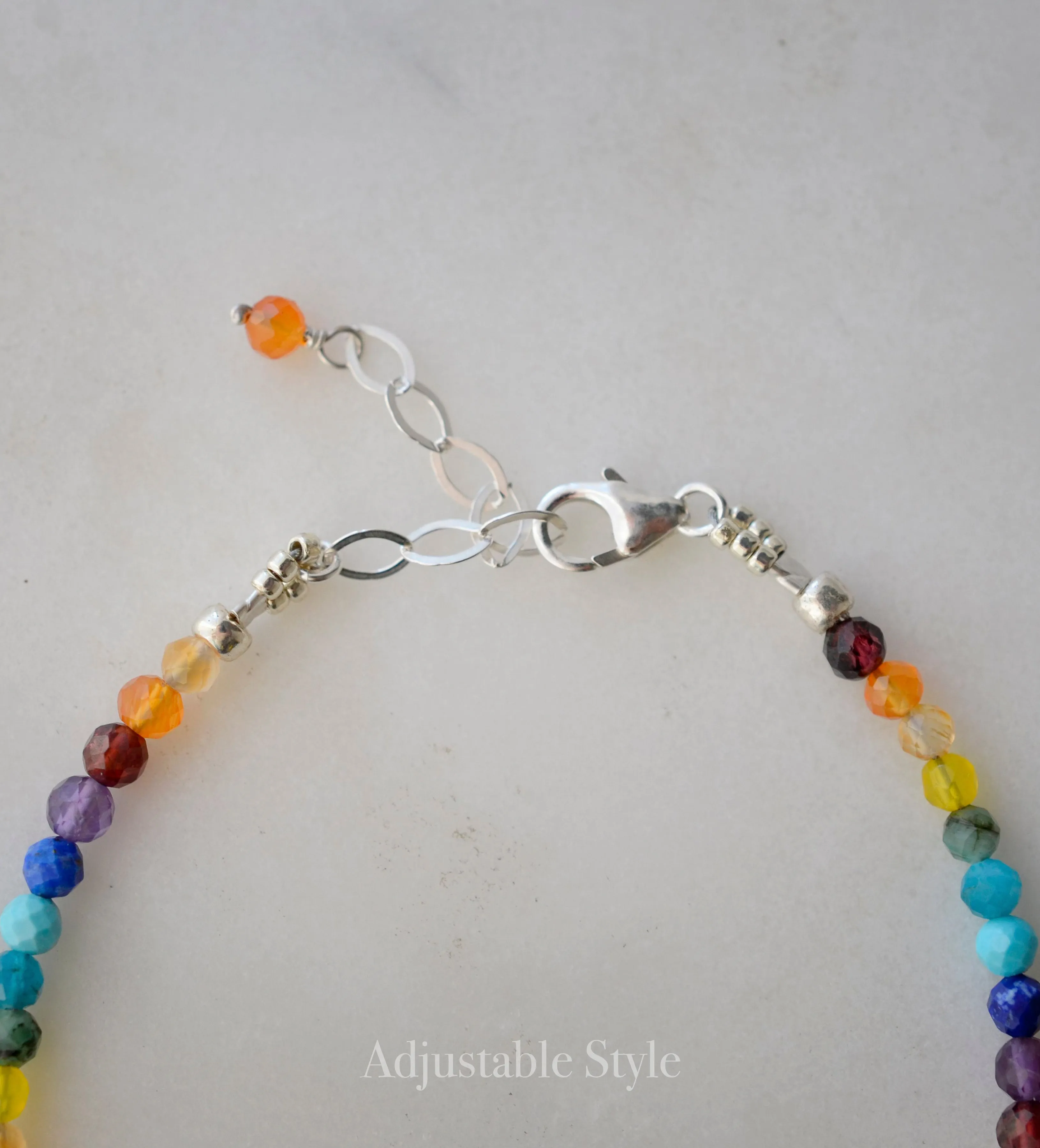 Mulit Color Beaded Gemstone Bracelet, Silver or Gold