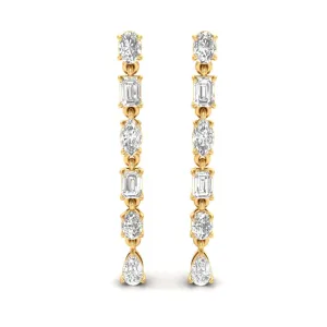 Multi-Diamond Dangle Earrings, Lab Grown