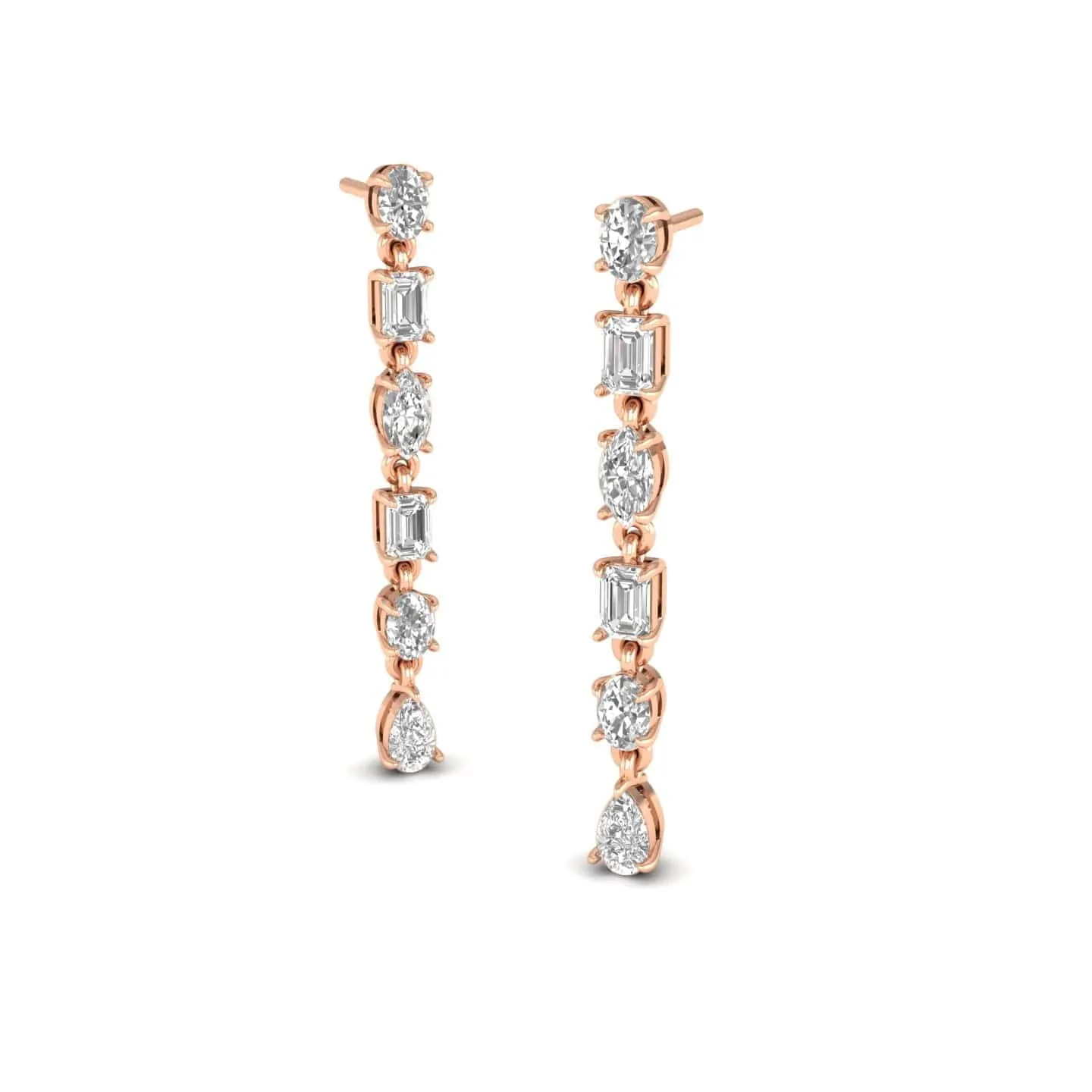 Multi-Diamond Dangle Earrings, Lab Grown