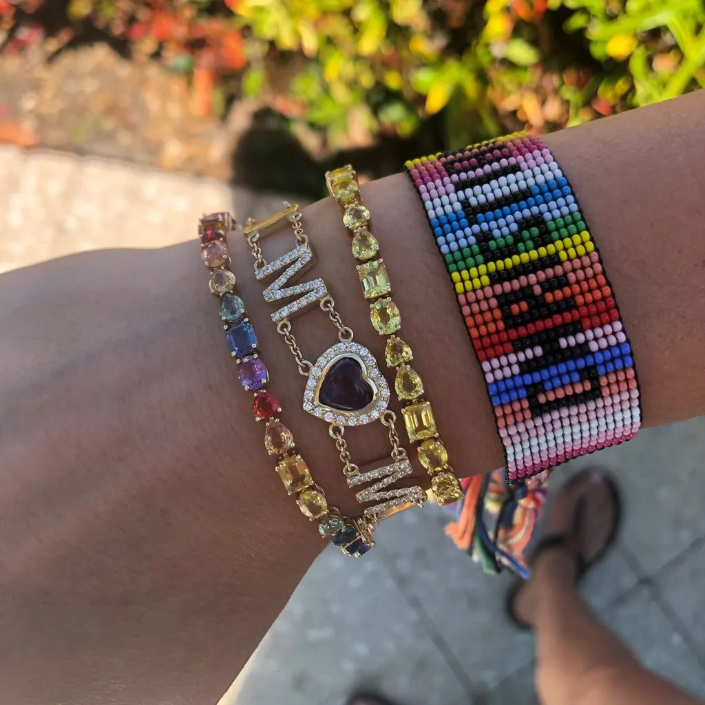 Multishape Multicolor Sapphire Tennis Bracelet