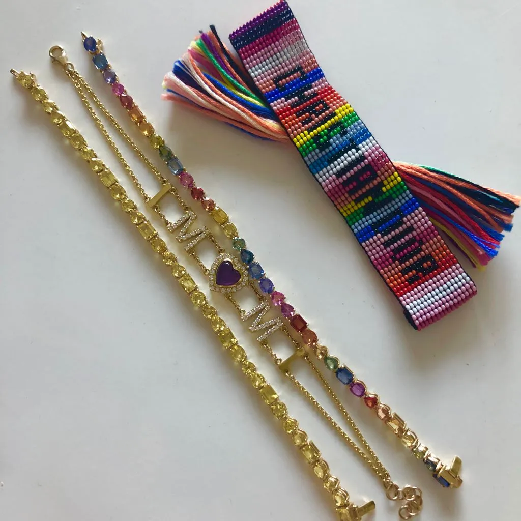 Multishape Multicolor Sapphire Tennis Bracelet