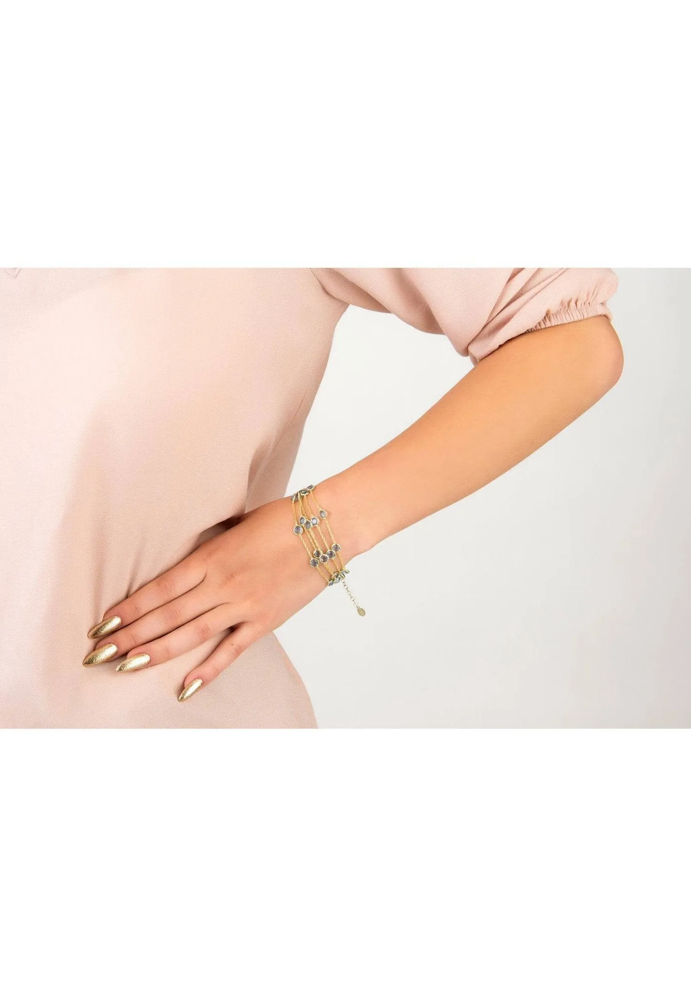 Naples Statement Gemstone Bracelet Gold Blue Topaz