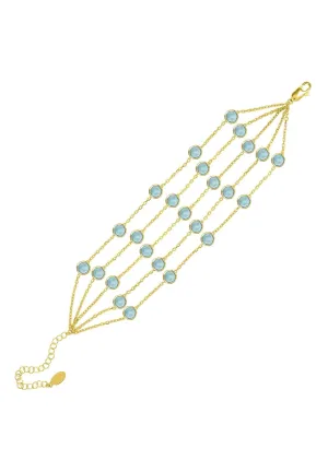 Naples Statement Gemstone Bracelet Gold Blue Topaz