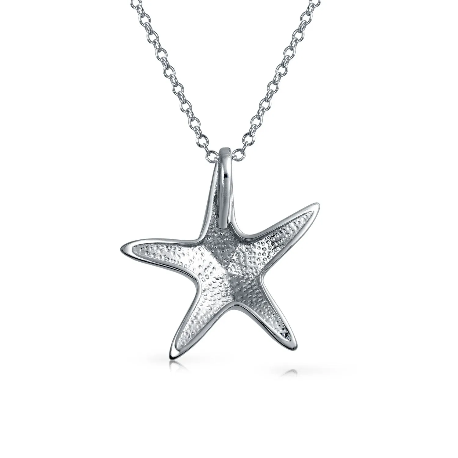 Nautical Starfish Pendant Necklace with Blue Opal Inlay in Sterling Silver