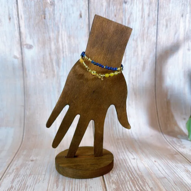 Navy Blue Lapis lazuli with Yellow Agates  Rosary Magnetic Bracelet
