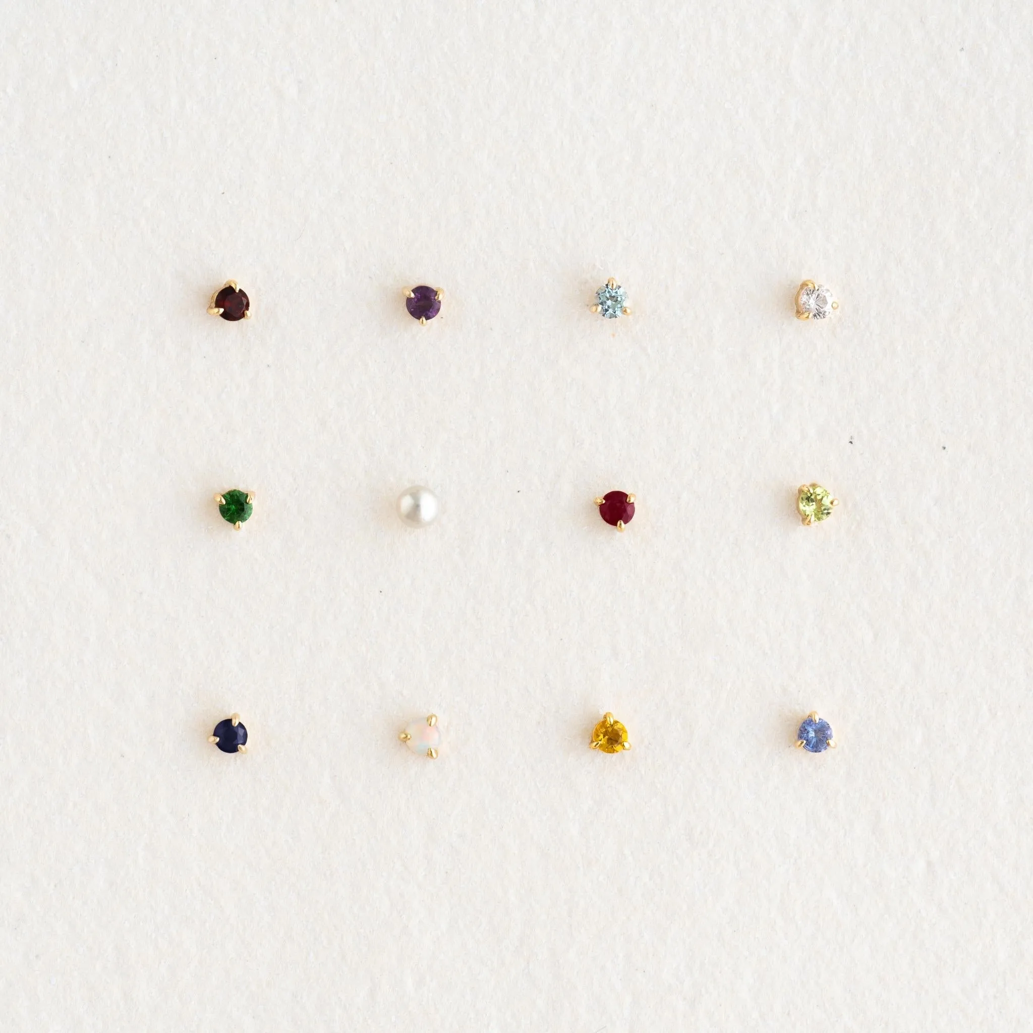 October  Birthstone Stud Earrings 14k Gold - Opal