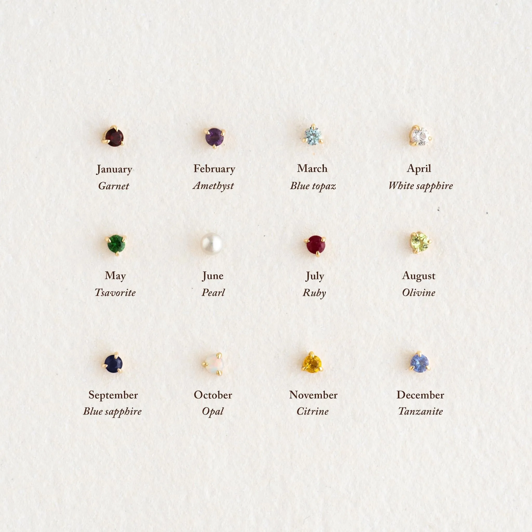 October  Birthstone Stud Earrings 14k Gold - Opal