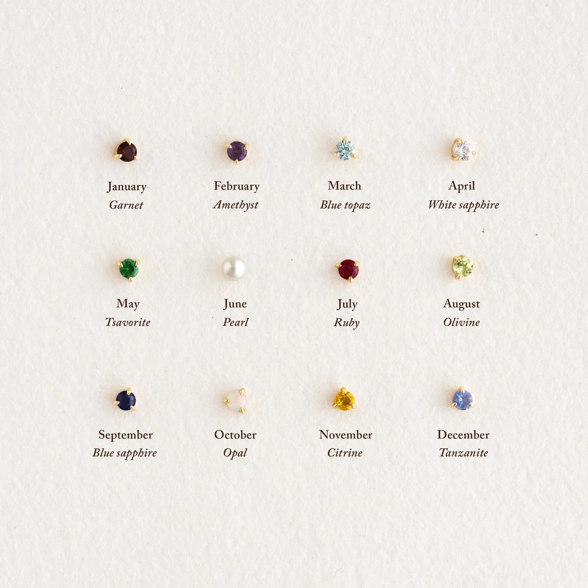October  Birthstone Stud Earrings 14k Gold - Opal