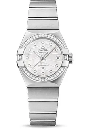 Omega Constellation Co-Axial Watch - 27 mm Steel Case - Diamond-Set Steel Bezel - Mother-Of-Pearl Dial - 123.15.27.20.55.002