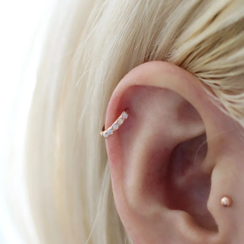 Opal Huggie Hoop- 14K Gold