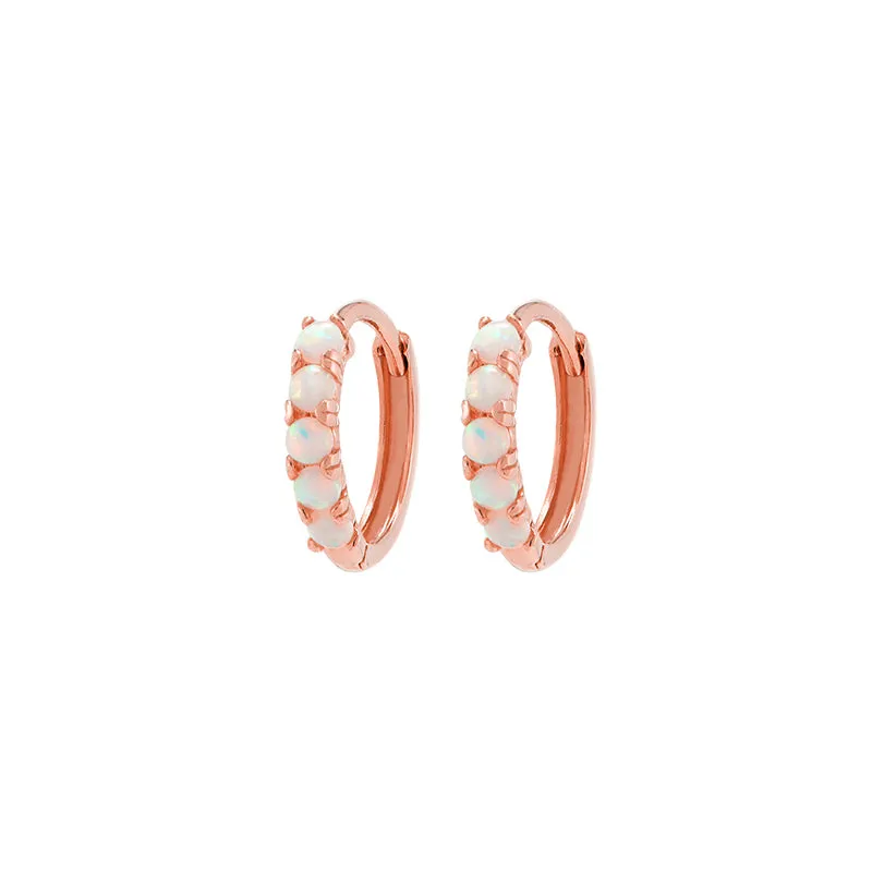 Opal Huggie Hoop- 14K Gold