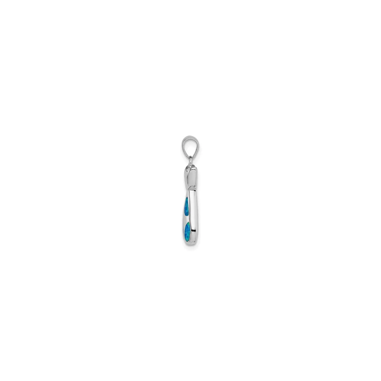 Opal Spotted Cat Silhouette Pendant (Silver)