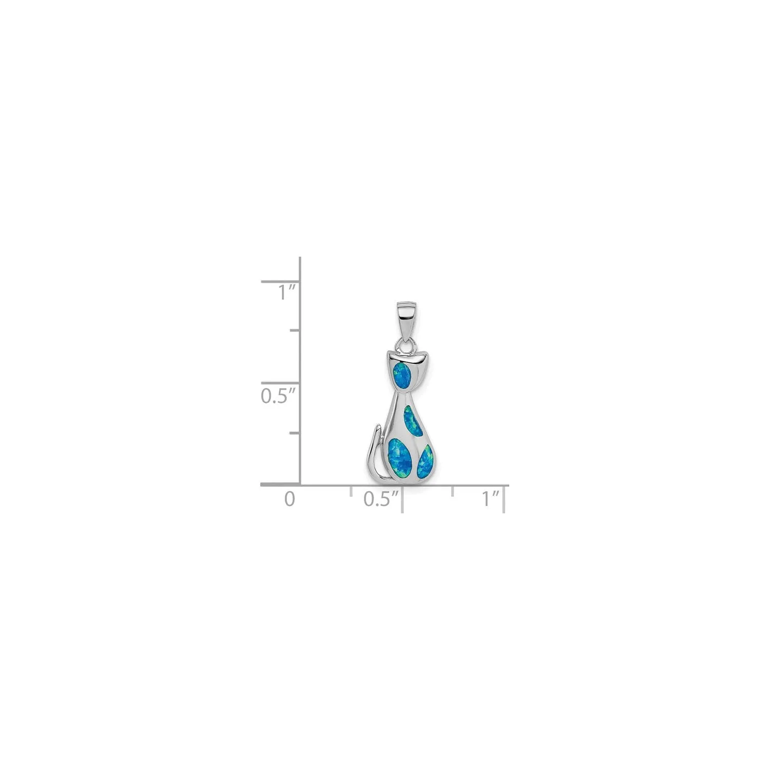 Opal Spotted Cat Silhouette Pendant (Silver)