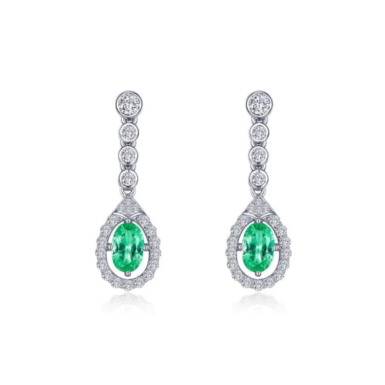 Oval Halo Drop Earrings
