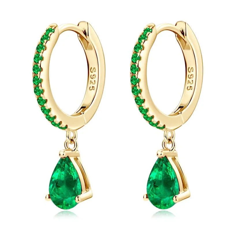Pavé Water Drop Emerald Drop Earrings