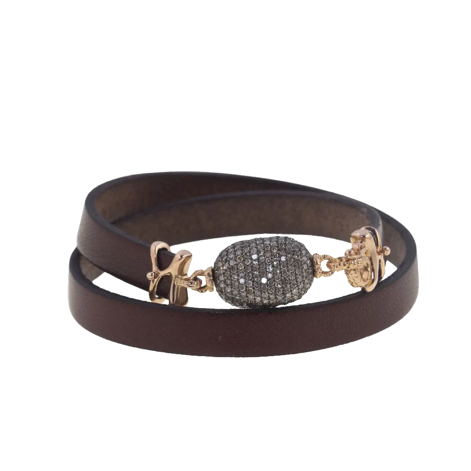 Pave Leather Wrap Bracelet