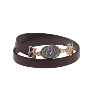 Pave Leather Wrap Bracelet