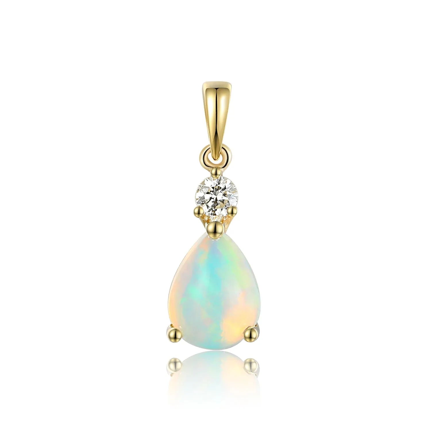 Pear Shaped Opal Pendant - 18ct Yellow Gold