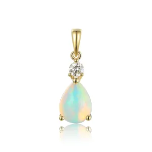 Pear Shaped Opal Pendant - 18ct Yellow Gold