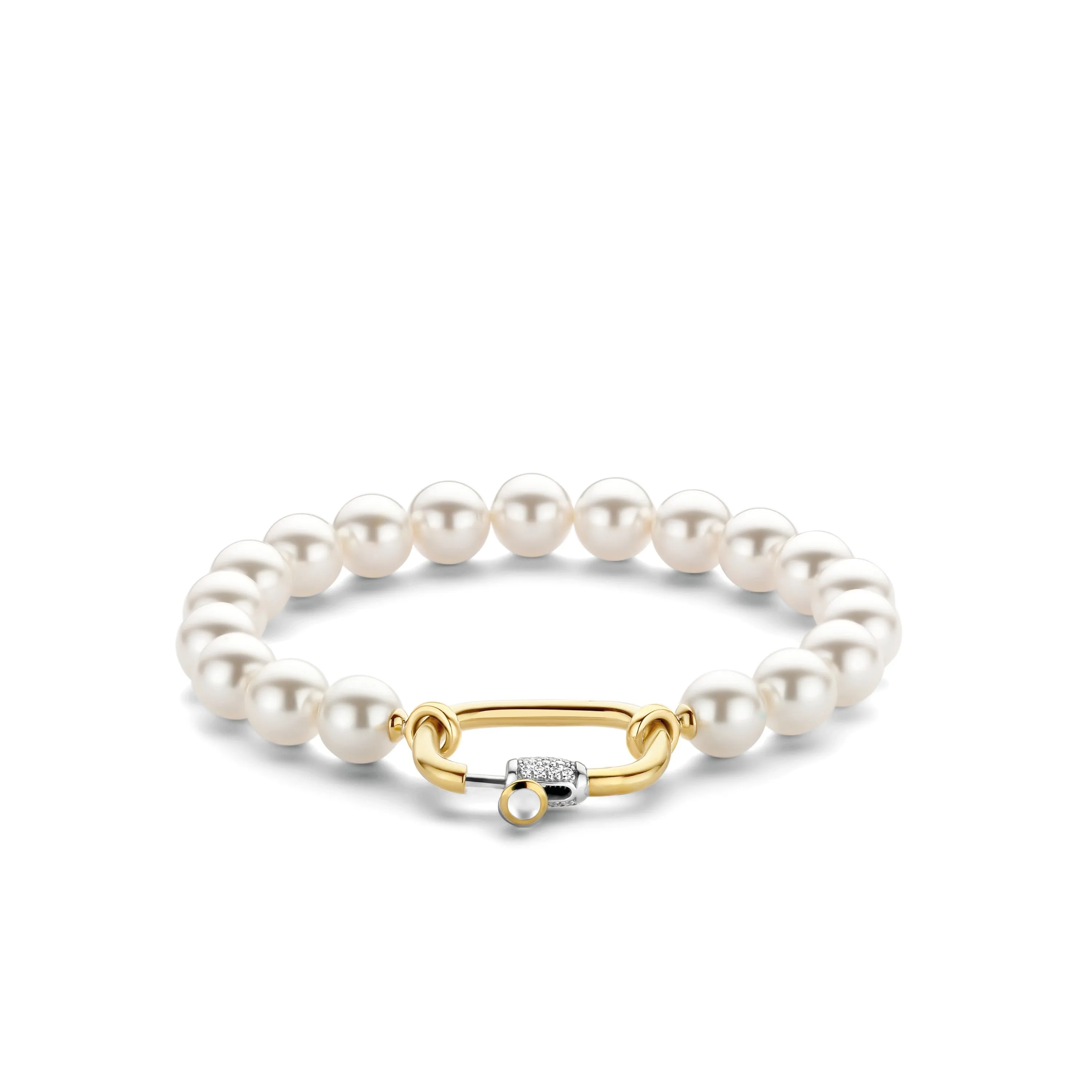 Pearl Bead Oval Clasp Bracelet