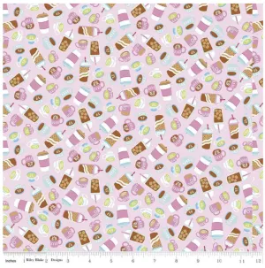 Petal Pink Coffee Drinks, Rainbowfruit by Damask Love for Riley Blake