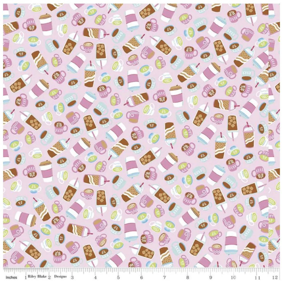 Petal Pink Coffee Drinks, Rainbowfruit by Damask Love for Riley Blake