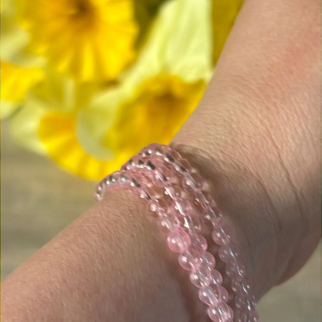 Pink Topaz Trio Wrap around Bead Bracelet / Necklace