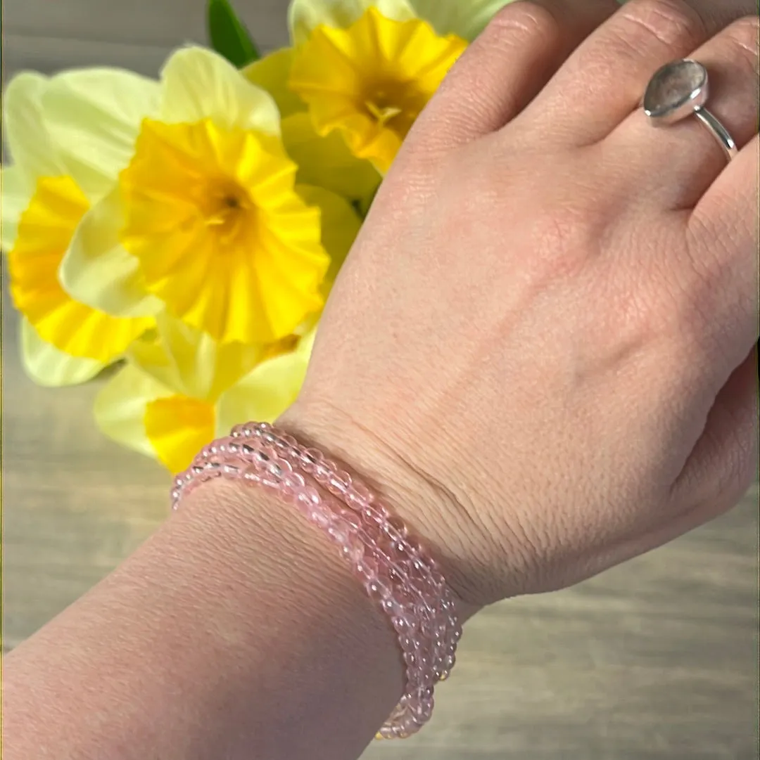 Pink Topaz Trio Wrap around Bead Bracelet / Necklace