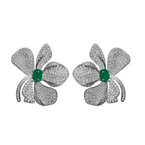 "Fleur" Sterling silver emerald statement earrings