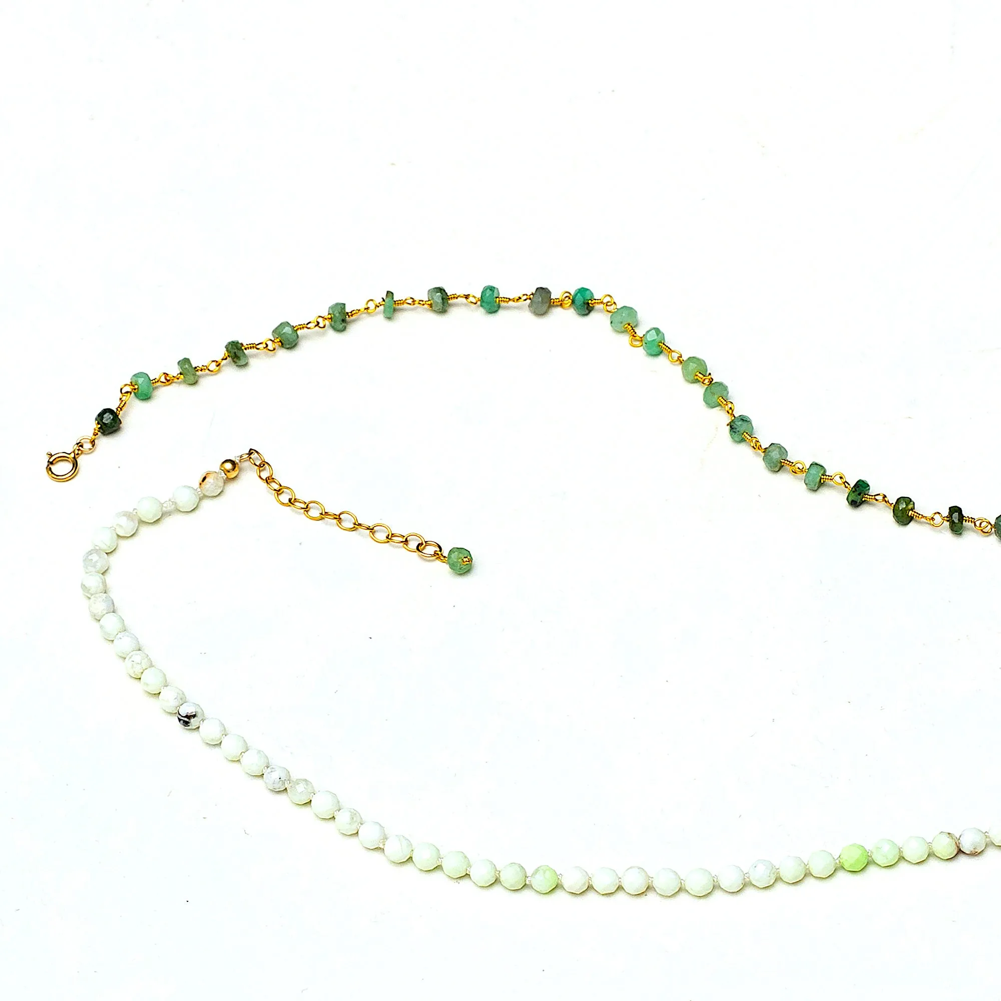 Raw Emerald & Peruvian Opal Necklace