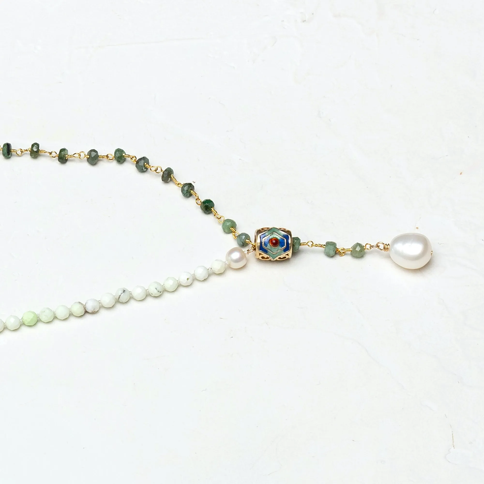 Raw Emerald & Peruvian Opal Necklace