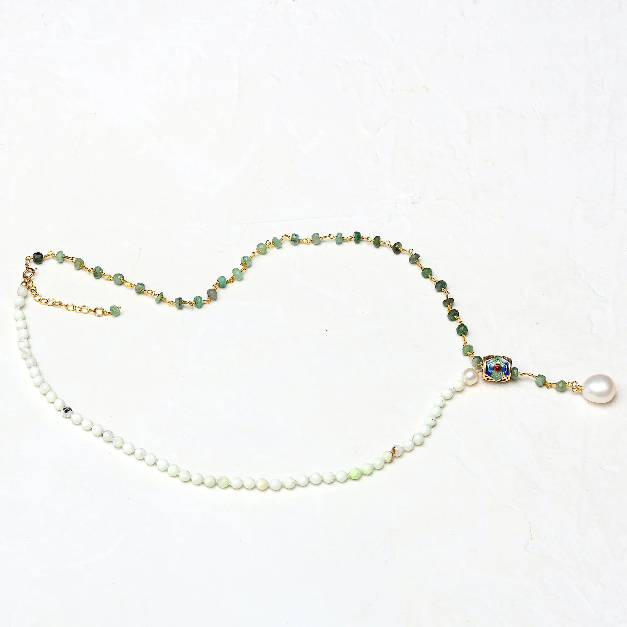 Raw Emerald & Peruvian Opal Necklace