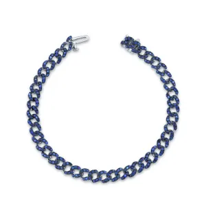 READY TO SHIP BLUE SAPPHIRE PAVE MINI LINK BRACELET