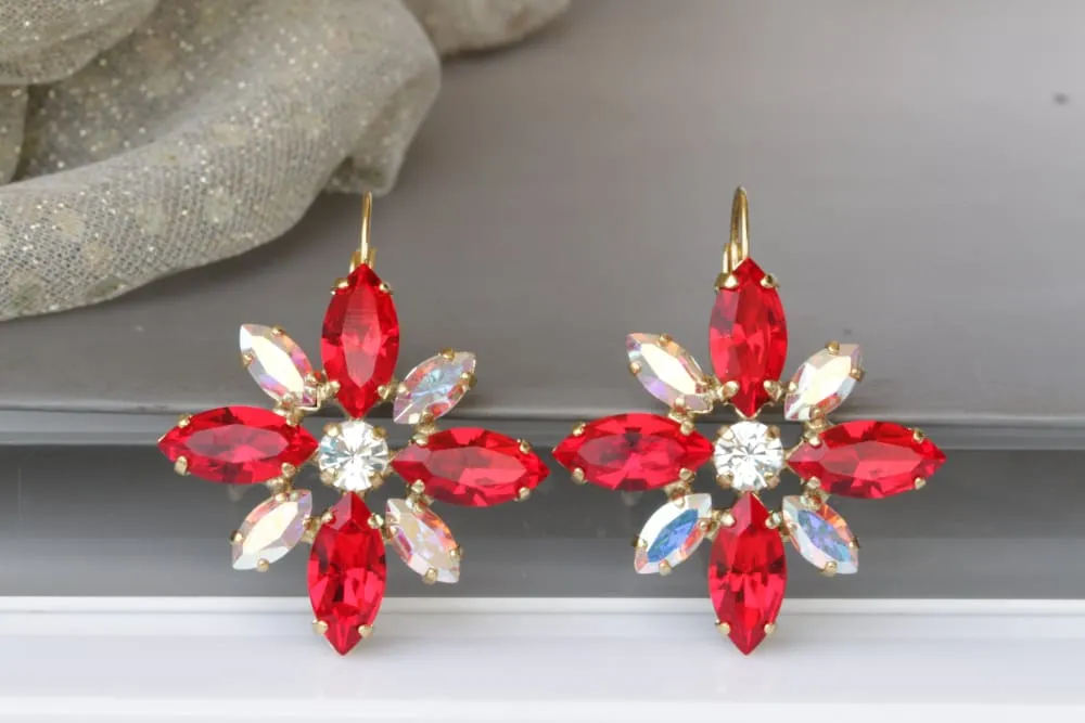 RED FLORAL EARRINGS