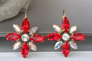 RED FLORAL EARRINGS