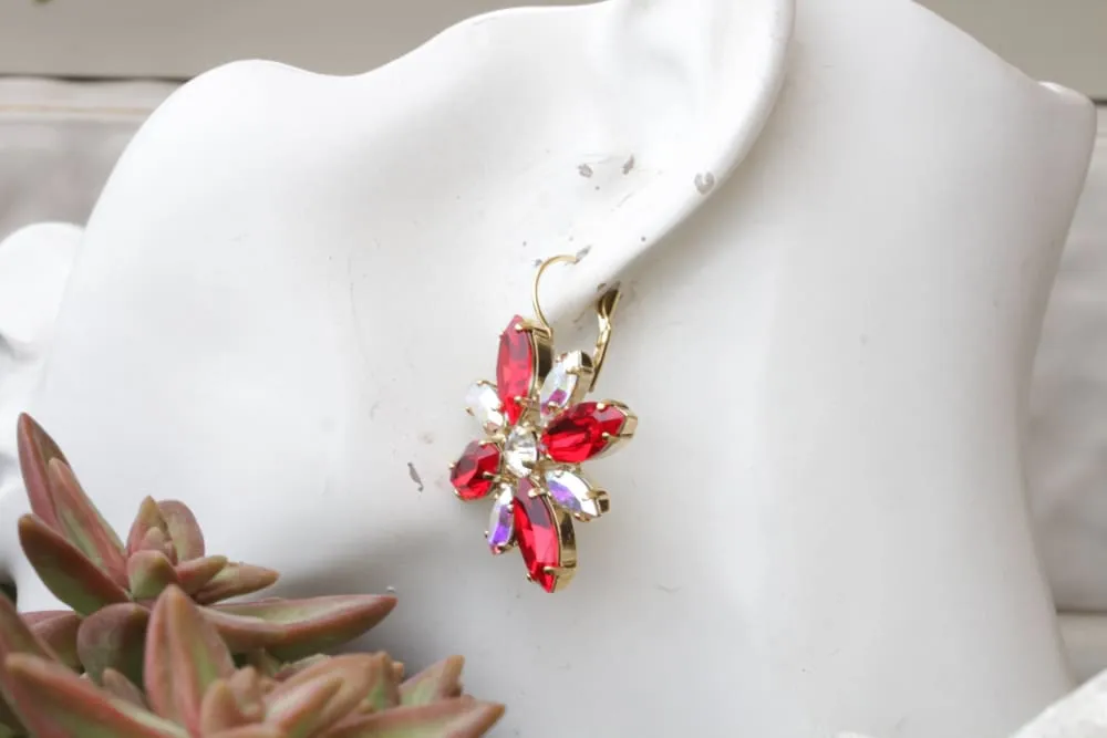 RED FLORAL EARRINGS