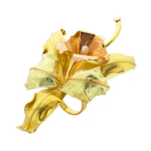 Renaissance Flower Cocktail Ring with Baroque Pearl