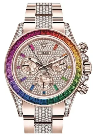 Rolex Cosmograph Everose Daytona Factory Diamond Rainbow Edition Ref# 116595RBOW)