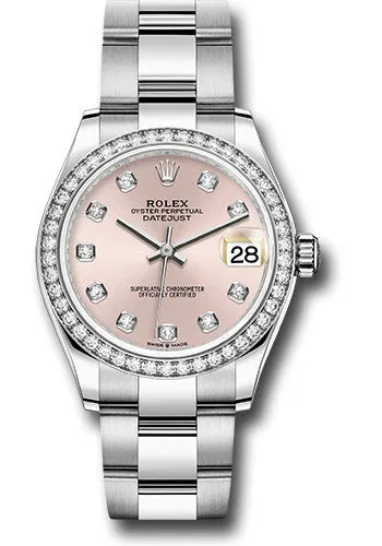 Rolex Steel and White Gold Datejust 31 Watch - Diamond Bezel - Pink Diamond Dial - Oyster Bracelet 278384RBR pdo
