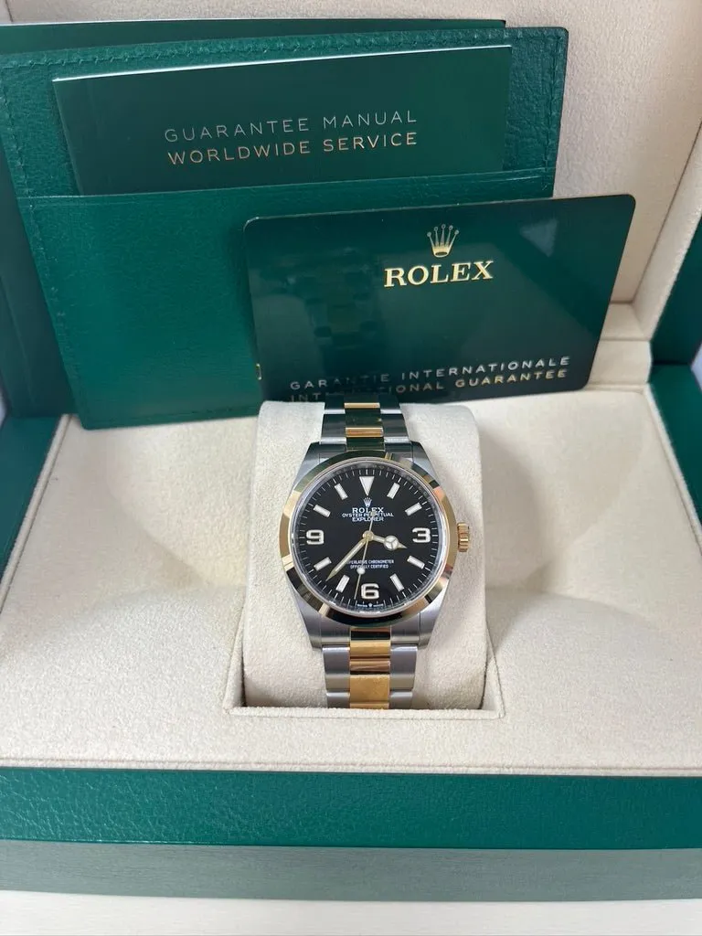 Rolex Steel and Yellow Gold Oyster Perpetual Explorer - Black Dial - Oyster Bracelet