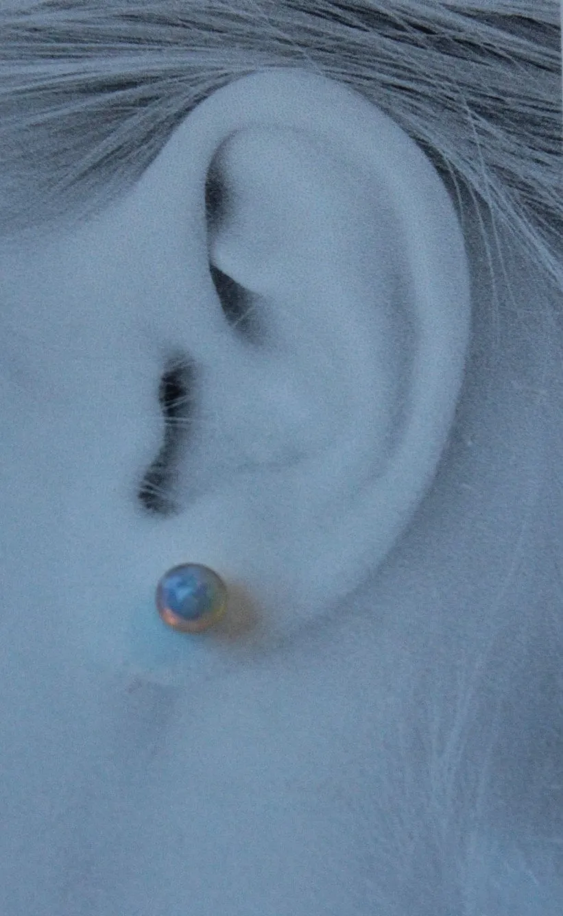 Rose Cut Ethiopian Opal Bezel Gemstones, Large (Niobium or Titanium Post Earrings)