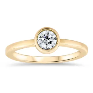 Round Center Engagement Ring Bezel Set Ring - Ronda