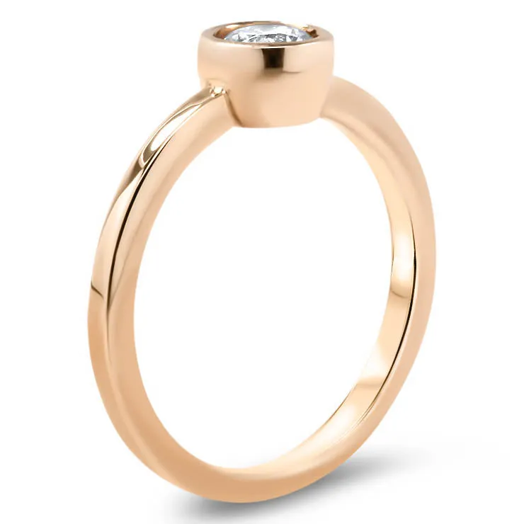 Round Center Engagement Ring Bezel Set Ring - Ronda