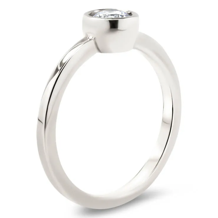 Round Center Engagement Ring Bezel Set Ring - Ronda