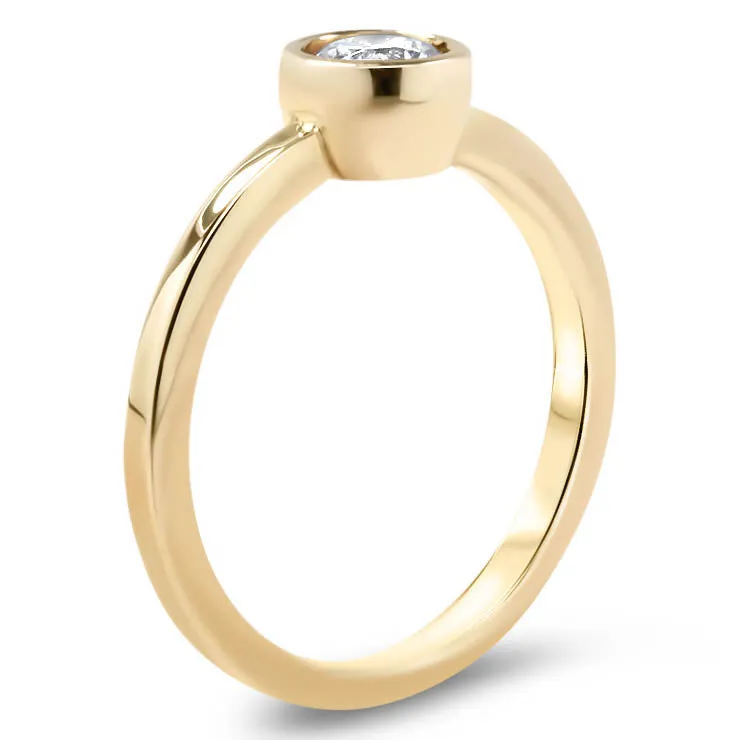 Round Center Engagement Ring Bezel Set Ring - Ronda