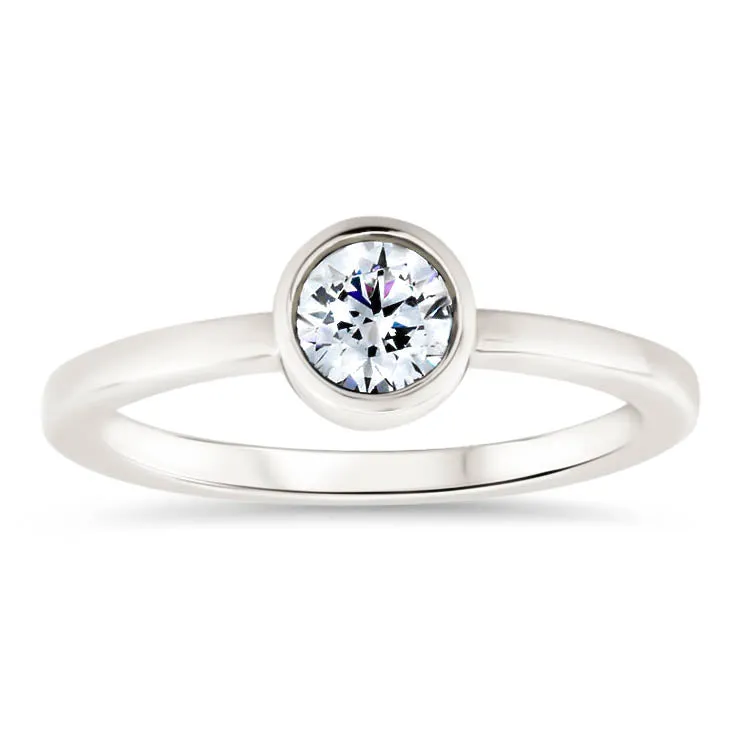 Round Center Engagement Ring Bezel Set Ring - Ronda