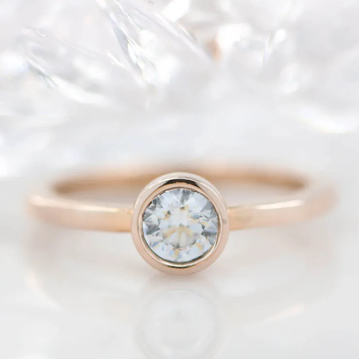 Round Center Engagement Ring Bezel Set Ring - Ronda